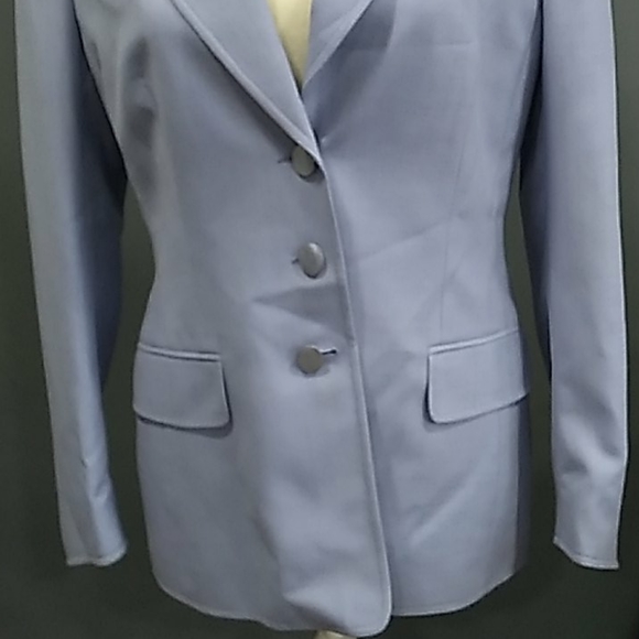 Vtg ESCADA Y2k Office Siren blue Wool blazer Jacket size 8 - Picture 2 of 15